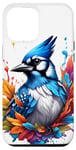 Coque pour iPhone 14 Pro Max Écran anti-éclaboussures coloré Blue Jay Portrait