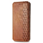 FANFO® Case for Oppo A91/F15, Vogue Magnetic Clasps PU Leather Case with Stand Function & Credit Card Slot Shockproof Flip Wallet Case Cover, Brown
