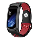 Samsung Gear Fit2 Pro två-färgat mjukt silikonarmband - Svart / Röd