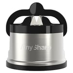 AnySharp Pro Metal World's Best Knife Sharpener with Suction, Brushed Metal