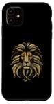 Coque pour iPhone 11 Design majestueux visage de lion doré