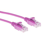 ACT Câble réseau Cat6 U/UTP LSZH - Câble LAN fin de 3,8 mm - Câble Ethernet flexible sans crochet avec fiche RJ45 - Pour une utilisation dans les centres de données - Rose - DC9401