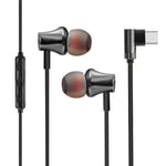 Type C Headphones, Lively Life 90 Degree USB Type C Earphones Noise Isolating Heavy Deep Bass In-earphone with Mic Phone Call and Volume Control for Huawei Mate 10 Pro/P20, Xiaomi Mi 8, Oppo Find X