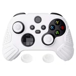 eXtremeRate PlayVital Guardian Edition White Ergonomic Soft Anti-slip Controller Silicone Case Cover, Rubber Protector Skins with White Joystick Caps for Xbox Series S and Xbox Series X Controller