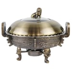 3L Chafing Dish, Stainless Steel Round Chafer Warmers Complete Set W/Food Pans, Aluminum Stand, Visible Pot Lid and Fuel Holders for Weddings, Buffet, Parties,Bronze