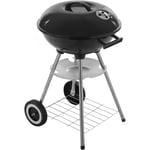 Primematik - Barbecue à charbon rond 41x70 cm avec couvercle et roulettes Grille barbecue pour jardin et camping