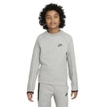NIKE FD3293-063 B NSW TECH FLC CREW Sweatshirt Boy's DK GREY HEATHER/BLACK/BLACK Size L