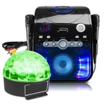 Fenton SBS20 Karaoke Machine Speaker System with CD-G Player TV Video Output, 2 Microphones and Jelly Ball Disco Light, Echo Effect, Bluetooth, USB, Black