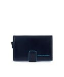 PIQUADRO BLUE SQUARE Leather and metal credit card holder
