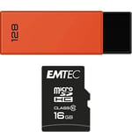 Pack Support de Stockage Rapide et Performant : Clé USB - 2.0 - Séries Runners - 128 Go + Carte MicroSD - Classe 10-16 GB