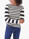 White Stuff Ribbed Striped Long Sleeved T-Shirt, Navy/Multi Blue 6 female 98% cotton, 2% elastane
