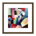 August Macke Colored Composition Of Forms 1914 8X8 Inch Square Wooden Framed Wall Art Print Picture with Mount