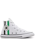 Converse Kids Girls Home Team High Tops Trainers - White/Green, White/Green, Size 2.5 Older
