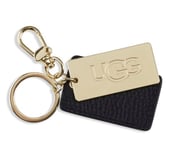 UGG Leather Tag Key Fob Charm Key Ring New Logo Black Gold Tone
