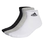 adidas Unisex Kids Cushioned Sportswear Ankle Socks 3 Pairs, Medium Grey Heather/White/Black, 6-7 Years