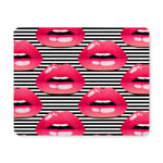 Beautiful Sexy Lips Sweet Kiss in Black Stripes Rectangle Non Slip Rubber Mousepad, Gaming Mouse Pad Mouse Mat for Office Home Woman Man Employee Boss Work