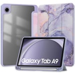 Samsung Galaxy Tab A9 Tech-Protect SC Hybrid Fodral med Stylus Pen Hållare - Violet Marble / Genomskinlig