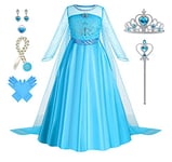 Foierp Elsa Robe Princesse Fille - Costume Princesse Elsa Enfant Deguisement avec Accessoires pour Halloween Cosplay Fête D'anniversaire De Mariage
