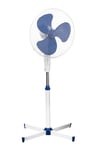 Premier Housewares Oscillating Floor Standing Fan with 3 Speeds, White / Blue