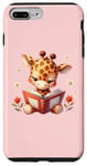 Coque pour iPhone 7 Plus/8 Plus Girafe rose lisant un livre sur le thème de la forêt enchantée