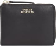 Tommy Hilfiger Portefeuille Femme Hilfiger Leather Med Za Petit, Noir (Black), Taille Unique