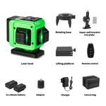 Niveau Laser Professionnel 16 Lignes 360° Auto-Nivellement, Faisceau Vert 4D Puissant, Multifonction Horizontal/Vertical, Compact Rechargeable avec Piles pour Construction Carrelage et Accrochage Photos