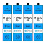 4 Cyan Ink Cartridges for HP Officejet 6950 & Pro 6960, 6970, 6975 All-Ink-One