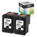 CKMY Remanufactured for HP 62 62XL Black Ink Cartridges for HP Envy 5540 5640 7640 5644 5646 5642 5660 7645 5544 5542 5643 OfficeJet 5740 5742 5744 5745 8040 200 250 8045 Printer (Black, Twin Pack )
