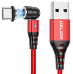 Magnetisk USB-C kabel - Fast Charge 5A - 30 cm - Rød