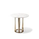 476 Boboli Round Low Table Ø60, Dark Gold Chromium-Plated, Calacatta M