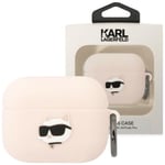 Karl Lagerfeld KLAPRUNCHP veske til AirPods Pro - rosa silikon Choupette Head 3D