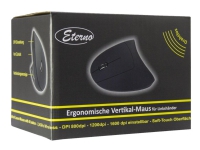 Eterno KM-206L - Vertikal mus - ergonomisk - vänsterhänt - 6 knappar - trådlös - 2.4 GHz - trådlös USB-mottagare