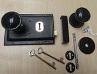 Rim Lock 6" x 4" with matching Plastic Rim Knob set shed door handles