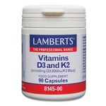LAMBERTS Vitamins D3 2000IU and K2 90g - 90 Capsules
