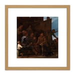 Michael Sweerts The Card Players Painting 8X8 Inch Square Wooden Framed Wall Art Print Picture with Mount