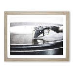 Needle Of The Record Player Painting Modern Art Framed Wall Art Print, Ready to Hang Picture for Living Room Bedroom Home Office Décor, Oak A3 (46 x 34 cm)