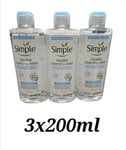 Simple Water Boost Facial Cleanser Micellar Water 3x200ml 