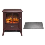 Dimplex Brayford Burgundy Freestanding Electric Stove With Hearth Pad Bundle
