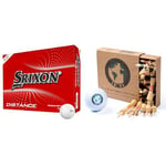Srixon Distance 10 (NEW MODEL) - Dozen Golf Balls - High Velocity and Responsive Feel - Resistant and Durable - Premium Golf Accessories and Golf Gifts & Green Swing Bamboo Golf Tees Mixed Sizes