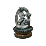lachineuse - Fontaine à Eau Zen - Bonze Bouddhiste - 29 x 20 cm - Décoration Asiatique Japonaise - Figurine Moine - avec Cascade - Idée Cadeau Maison Asie - Feng Shui - Ambiance Zen - Coloris Gris
