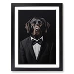 Labrador Retriever in a Suit Painting No.2 Framed Wall Art Print, Ready to Hang Picture for Living Room Bedroom Home Office, Black A2 (48 x 66 cm)