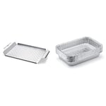 Weber Deluxe Grilling Pan - Stainless Steel Grill Pan for BBQs with Vented Design, Ideal for Sautéing Vegetables and Searing Seafood - 29.97cm x 44.2cm & 6415 Drip Pans 10-Piece, Small, Silver