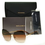 Dolce & Gabbana Oversized Sunglasses Rimless Lucia Brown Gold D&G 2204 02/13