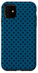 Coque pour iPhone 11 Petit motif géométrique à pois bleu turquoise et noir