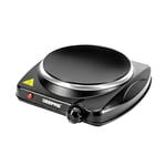 Geepas Single Ceramic Hot Plate, 1200W – Portable Infrared Electric Hob Cooker - Table Top Single Burner Cooktop, Adjustable Temperature, Overheat - Great to use at Campsites Caravans - 1200W, Black