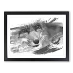 Red Fox Vol.5 V1 Modern Framed Wall Art Print, Ready to Hang Picture for Living Room Bedroom Home Office Décor, Black A3 (46 x 34 cm)
