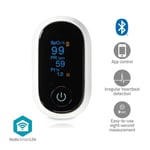 Nedis SmartLife Pulssioksimetri | Bluetooth | OLED-näyttö | Auditiivinen hälytys / Happikyllästeisyys (SpO2) / Korkean tarkkuuden anturi / Liikkumisen estävät häiriöt / Perfuusioindeksi / Pulssi | Valkoinen