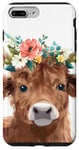 iPhone 7 Plus/8 Plus Spring, Highland Cow | Elegant Scottish Highland Cow, Floral Case