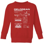 Back To The Future Delorean Schematic Kids' Sweatshirt - Red - 3-4 Years - Red