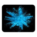 Mousepad Computer Notepad Office Paint Explosion of Blue Powder on Black Color Dust Burst Smoke White Ink Explode Home School Game Player Computer Worker Inch